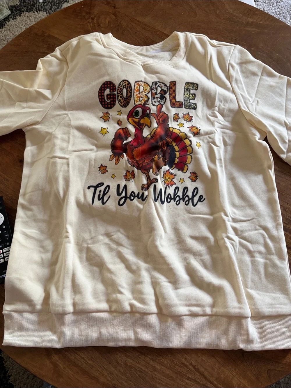 Thanksgiving Sweatshirt - 'Gobble Til You Wobble' large